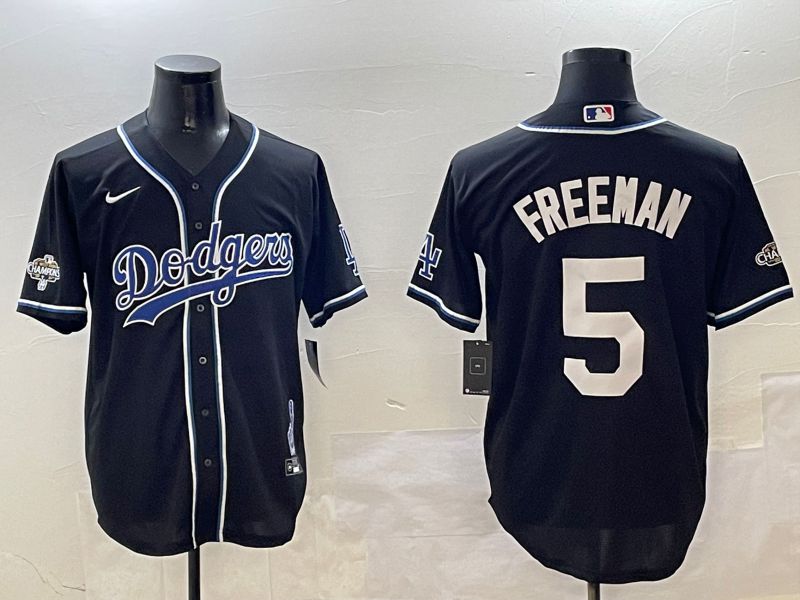 Men Los Angeles Dodgers 5 Freeman Black Fashion Game 2025 Nike MLB Jersey style 306